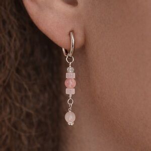 Elegant Pink Beaded Hoop Earrings